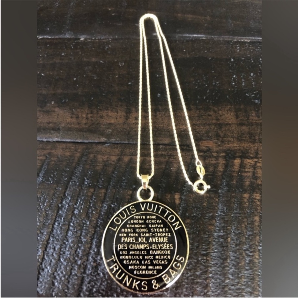 Authentic Louis Vuitton Black Trunks & Bags Necklace